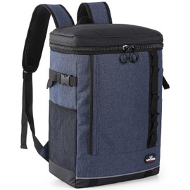 Bagtopia Camping Cooler Backpack 30 Cans, Leak Proof Insulated Compartments Thermal Bag, Portable Lightweight Beach Travel Trip Picnic Camping Lunch Backpack for Men and Women, Blue