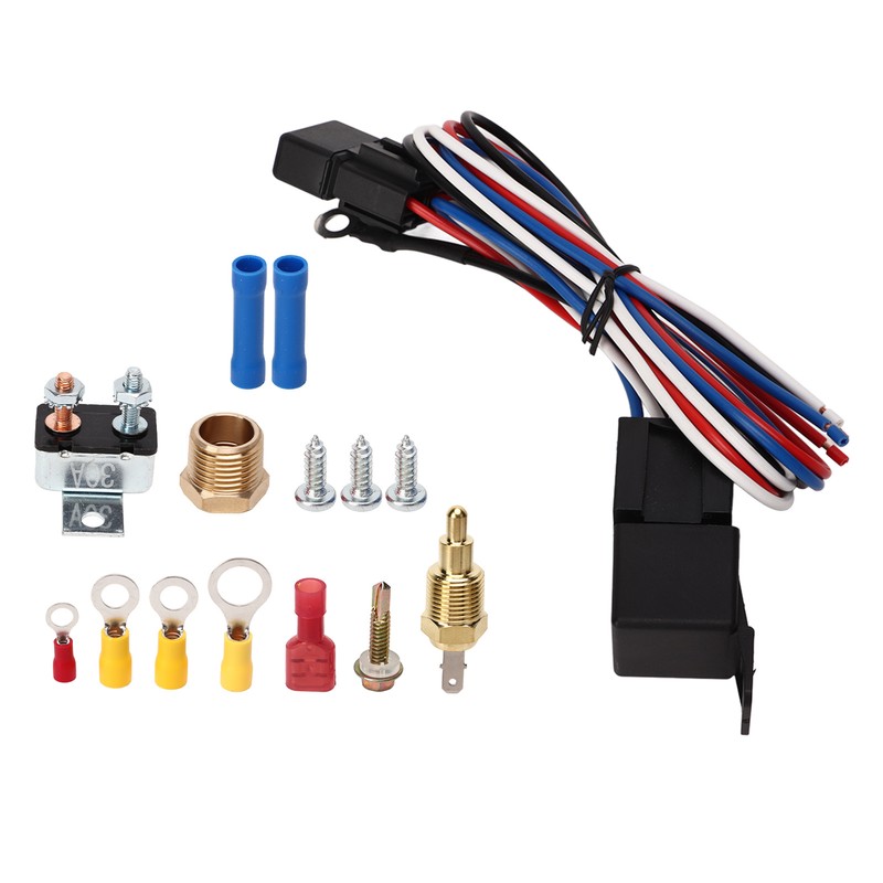 12V Electric Radiator Fan Thermostat Control Relay Wire Kit Complete