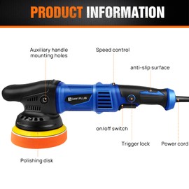 ZanGe Buffer Polisher, Dual Action Polisher 5-Inch with 6 Variable Speeds, Detachable Handle, Car Buffer 5inch Random Orbital Polisher Waxing Kit for Car Detailing Polishing