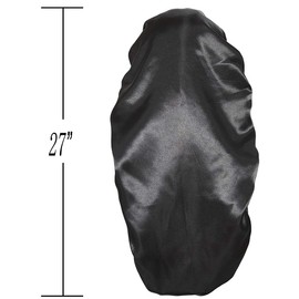 Wbfwbb Braid Bonnet for Sleeping, Wide Elastic Band Satin Hair Wrap Sleeping Cap for Women Cap for Braids, Curly, Long Hair Black