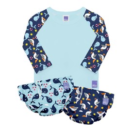 Bambino Mio, Reusable Swim Set NAUTCAL, 0-6 Months - 2 Swim Nappies and Rash Vest Top, Baby and Toddler, Sun Protection UPF40+