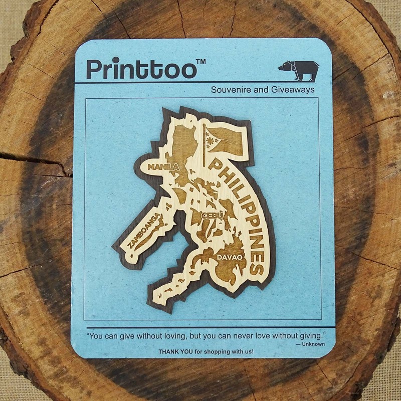 Printtoo Wooden Philippines Map Engraved Fridge Magnet Souvenir Collectibles Gift
