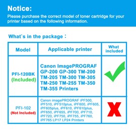 LCL PFI-120 PFI120 Black 130-ml Ink Cartridge Replacement for Canon PFI120BK PFI-120BK 2885C001AA for ImagePROGRAF GP-200 GP-300 TM-200 TM-205 TM-300 TM-305 TM-250 TM-255 TM-350 TM-355 Printers (1PK)