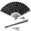 FEGVE Titanium Black Folding Fan Men's Collapsible Gentleman's Kimono Japanese
