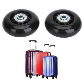 Tissting Pack of 2 Replacement Wheels Suitcase Wheels Replacement 64 x 24 mm PU Rubber Black Trolley Wheels Universal Portable Replacement Wheels for Suitcase Luggage Travel Suitcase