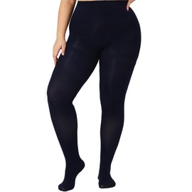 DancMolly Plus Size 240D Opaque Navy Tights for Women Control Top Thick Thermal High Elastic Warm Winter Pantyhose XL
