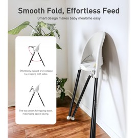 Funny Supply 3-in-1 Foldable High Chair, Portable & Convertible Baby High Chair, Modern Baby Feeding Chair with Removable Double Tray, Lightweight, Space-Saving Design, Easy to Clean, White