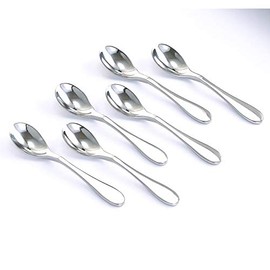 Knork Stainless Steel Demitasse Spoon (Set of 6), Shiny Gloss Silver, Tiny Coffee-Appetizer Specialty Spoons