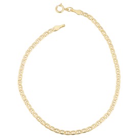 Kooljewelry 10k Yellow Gold Mariner Link Anklet (2.3 mm, 10 inch), 10 inch, Metal