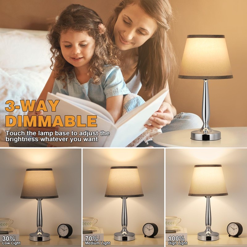 Kakanuo Touch Table Lamp for Bedroom, Small Bedside Lamp with