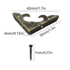 JINXM Pack of 20 Vintage Metal Corners Vintage Corners Decoration Antique Brass Metal Corner Protectors for Decorative Cabinet Jewellery Box DIY Accessories (30 x 30 x 4 mm)
