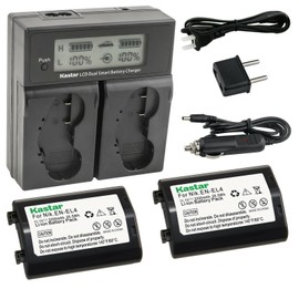 Kastar 2-Pack EN-EL4a Battery 11.1V 3200mAh and AC LCD Dual Fast Charger Compatible with Nikon Camera D3, Nikon Camera D3S, Nikon Camera D3X, Nikon Camera F6