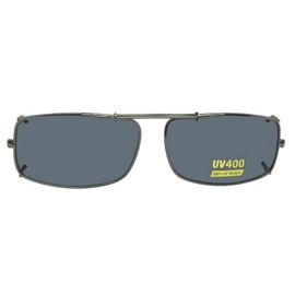 Slim Rectangle Non Polarized Clip on Sunglasses for Men and Women – Clip-On Sunglasses For Eyewear (Pewter Non Polarized Gray Lens, 60mm Width x 39mm Height, Millimeters)