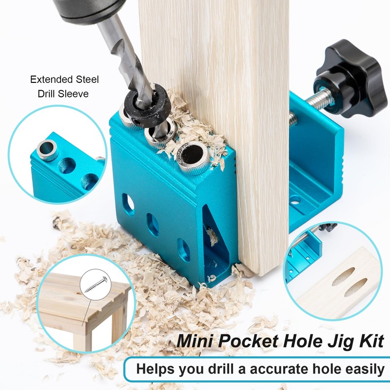 Pocket Hole Jig Kit All-in-One System 3 Drill Guide Joint