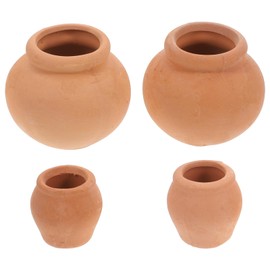 VANZACK 4Pcs Mini Terracotta Pots - Small Clay Containers for Succulents, Crafts, and Dollhouse Decor, Indoor/Outdoor Miniature Nursery Pots for Plants and Flowers
