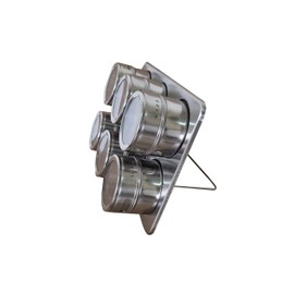 Stainless Steel Magnetic Spice and Condiment Organizer Kit – 6-Piece 75ml (2.5 oz) Seasoning Jars with Adjustable Pour Vents, Leak-Proof Magnetic Holder for Kitchen Countertops or Refrigerator Storage