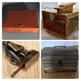 dophee Retro Decorative Lock, Latch Hasps, Pulls Handles, Hinges and Box Corner Protectors Hardware Kit for Jewelry Box Treasure Chest Wooden Box Handcrafts DIY Projects