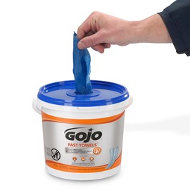 GOJO Fast Towels, Fresh Citrus Scent, 130 Count Multi-Purpose Heavy Duty Textured Wet Towels Bucket (Pack of 1) - 6298-04