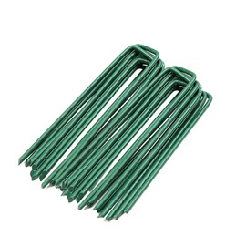 Garden Pegs Pins Gardening Stakes Landscape Staples Ground Anchor Peg U Shape Steel Nail Pins for Artificial Grass Sod Weed Membrane Grass Fabric Netting, 15 Pack