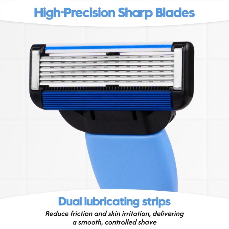 Phafaloop 6-Blade Men's Razor with Dual Lubrication, Shaving Kit for