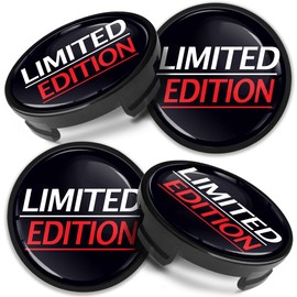 Biomar Labs 4 x Center Hubcaps, Compatible with Ford Centre Caps for Alloy Wheels, 54 mm, Limited Edition, Black CF 58