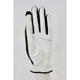 COPPER TECH Plus Woman's Golf Gloves Worn on Left Hand (White/Black, Large)