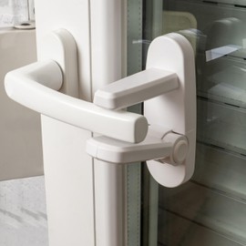 Door Handle Lock for Gluing for Kids and Pets, 2 Pack with 2 Push Button System, Child Lock for Front Doors, Baby Door Handle, Door Handle Protection, Door Handle Lock