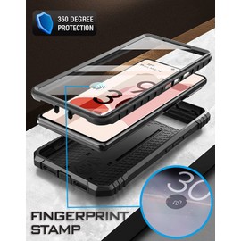 POETIC Revolution Series Case Compatible with Pixel 6 5G, Heavy Duty, Shockproof, Full Body Protective Case with Stand, Built-in Screen Protector for Working with Fingerprint ID, Black