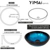 YIMAI Ingenuity Vessel Sink 12" Bathroom Sinks Tempered Glass Blue