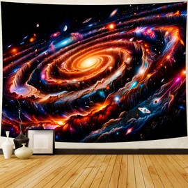 Delur Galaxy Tapestry Spiral Universe Planet Starry Sky Tapestry Wall Hanging Outer Space Tapestry Nebula Cosmic Psychedelic Headboard Bedspread Tapestry for Bedroom Living Room Decor (70.8" x 92.5")