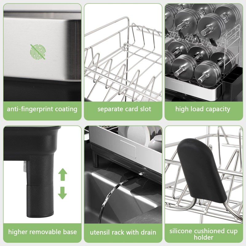 Gugxiom 2 Tier Dish Drying Rack, 304 Stainless Steel Dish