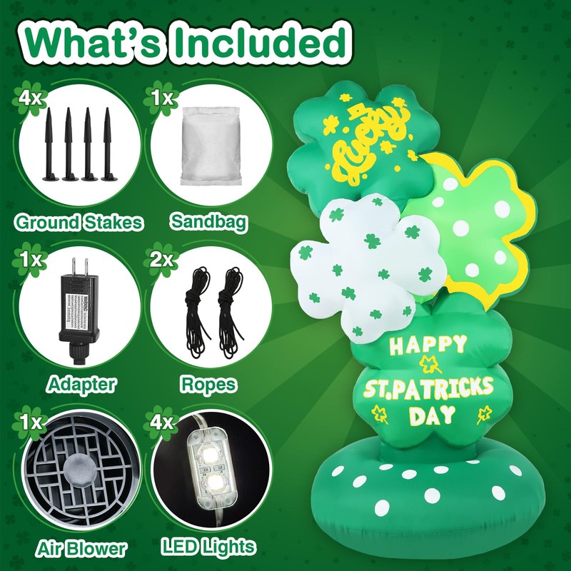 Halfjuly 5.6FT St Patricks Day Inflatables – Inflatable Shamrock Tower