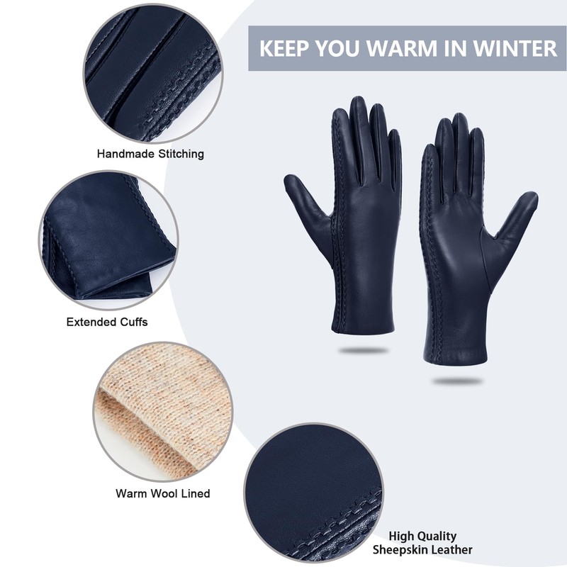 GSG SINCE 1998 Womens Winter Gloves Touchscreen Genuine Leather Gloves