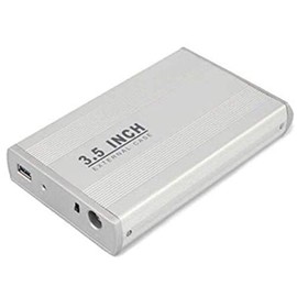 KesCom External USB Hard Drive Enclosure Metal 3.5 Inch (8.9 cm) USB 2.0 SATA in Silver