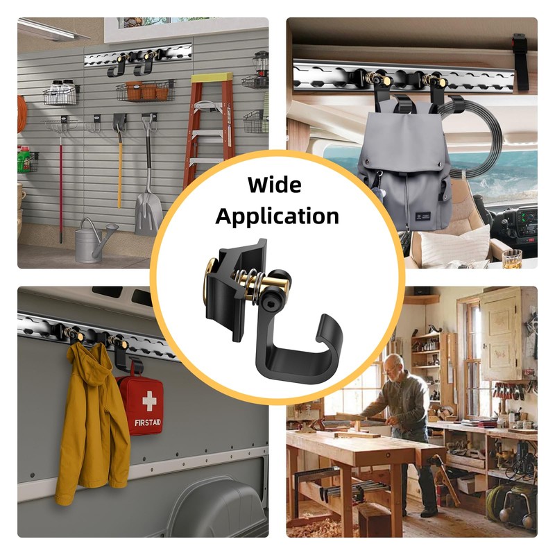 vandrabase 2 Pack L Track Hooks with Single Stud Fitting,