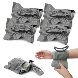 Israeli Emergency Bandage 4 Inch, Vacuum Sealed Medical Compression Bandage,Trauma Wound Dressing, Self-Adhesive Combat Tactical First Aid Kit (4 Inch 4 Pcs)