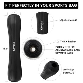 Rubber Barbell Pad, Squat Pad, Hip Thrust Pad, Easy to Install, No Straps Needed, for Both Heavy Weights & Lower Weights (15.5 * 3.5 * 3.5 in, Black)