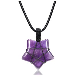 CrystalTears Crystal Star Necklace for Women Natural Healing Crystal Gemstone Pendant Necklace Adjustable Amethyst Quartz Crystal Stone Necklace Jewelry Valentines Gift for Her Girlfriend Women Wife
