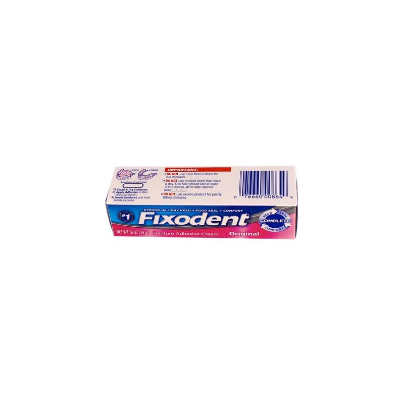 Fixodent Denture Crema adhesiva original 1.40 oz, Paquete con 2