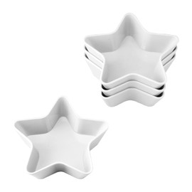 Supreme Housewares 4-Piece Patriotic Star Shaped Bowl Melamine Small Serving Bowl for Dessert, Snack, Ice Cream, Nuts or fruit, 5.5 Inch Dessert Bowl Set (White)