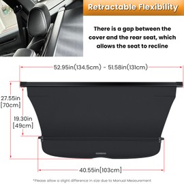 Trunk Cargo Cover For Honda CRV CR-V 2023 2024 2025 EX LX EX-L Sport Hybrid Sport-L Hybrid Accessories Retractable Rear Trunk Cargo Luggage Security Shade Cover Shield Waterproof All Weather (Black)