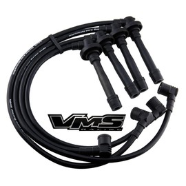 VMS RACING 10.2mm High Performance Engine Ignition Spark Plug Wires Wire Set in Black Compatible with Honda Crv Cr-v Crvtec B20b-B20b4 B20b B20z2 B20a/B21a Dohc Vtec Non-Vtec Jdm B20 B20B 95-01