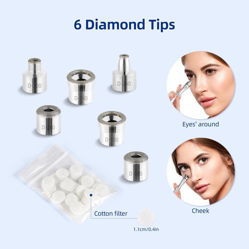 Diamond Dermabrasion Head, Microdermabrasion Accessories 6 Tips, Facial Replacements Dermabrasion