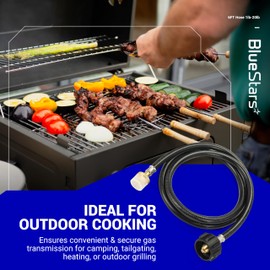BlueStars 6FT Propane Hose Adapter 1lb to 20lb - Gas Hose with QCC1/Type1 for 5-40lb Propane Tanks - for Weber Q Grill, Coleman Camp Stove, Buddy Heater, Blackstone Griddle with CGA600 Connection