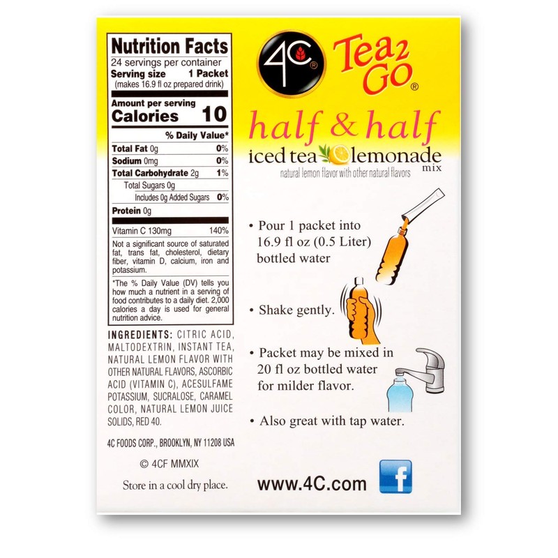 4C Powder Drink Mix Packets, Half & Half 6 Pack,