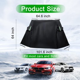 Miytsya Pack-1 Car Windshield Snow Cover, with Side Mirror Covers, Full Coverage Frost Cover, Snow and Rain Windshield Cover, Universal for Most Cars (94.5" x 65" #Black)