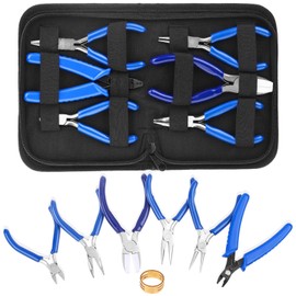 Shynek 6pcs Jewelry Making Pliers - Nylon Jaw, Round Nose, Wire Cutter, Bent Nose & Crimping Pliers