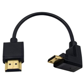 Duttek Cable mini HDMI a HDMI estándar, cable HDMI a mini HDMI, ultra delgado en ángulo de 90 grados, mini HDMI macho a HDMI macho, compatible con 4K Ultra HD, 1080p, 3D (HDMI 2.0) (15 cm)