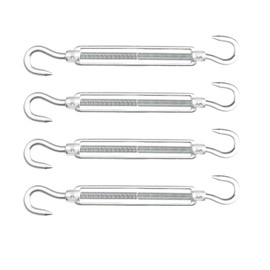 Kivomot 4 Pack M8 Hook & Hook Stainless Steel Turnbuckle – 304 Rust-Proof Cable/Rope Tensioner, Adjustable 7.56″–11.34″, WLL 440 lbs, Shade Sail & Wire Rope Hardware