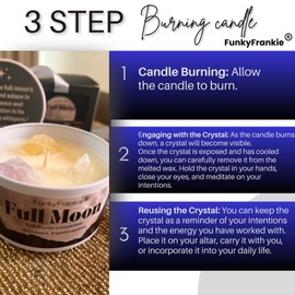 FUNKYFRANKIE® Full Moon Candle - Purification & Cleansing Candle - Natural Oil & Crystal Candles - Aromatherapy Candles - Soy Candle - 8 oz Glass Jar - Moon Candles Gift for Men and Women